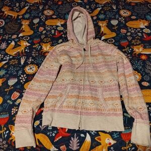Xhilaration Pink and Orange Patterned Hoodie